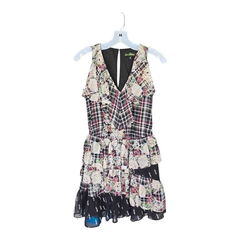 Sam Edelman Plaid Floral Ruffled Dress XS